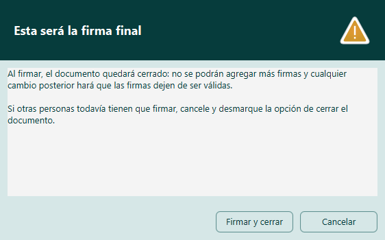 Confirmación de la firma final del documento